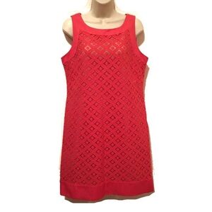 Jessica Howard Beautiful Crocheted Tank Shift Dress Coral Size 10